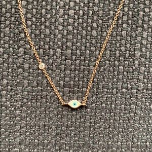 Sydney Evan evil eye necklace with single diamond